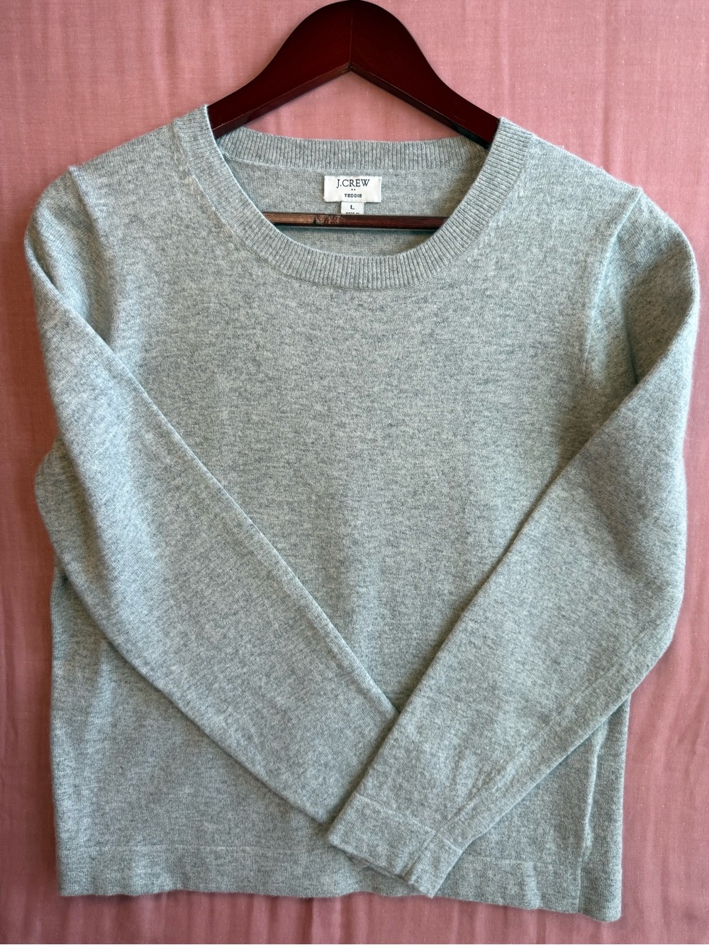 J. Crew Teddie Light Gray Crewneck Sweater